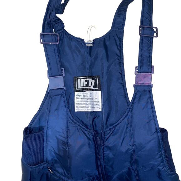 Lift 7 Vintage Puffer Women's Ski Snow Bib with adjustable straps Navy Blue L - Picture 4 of 9